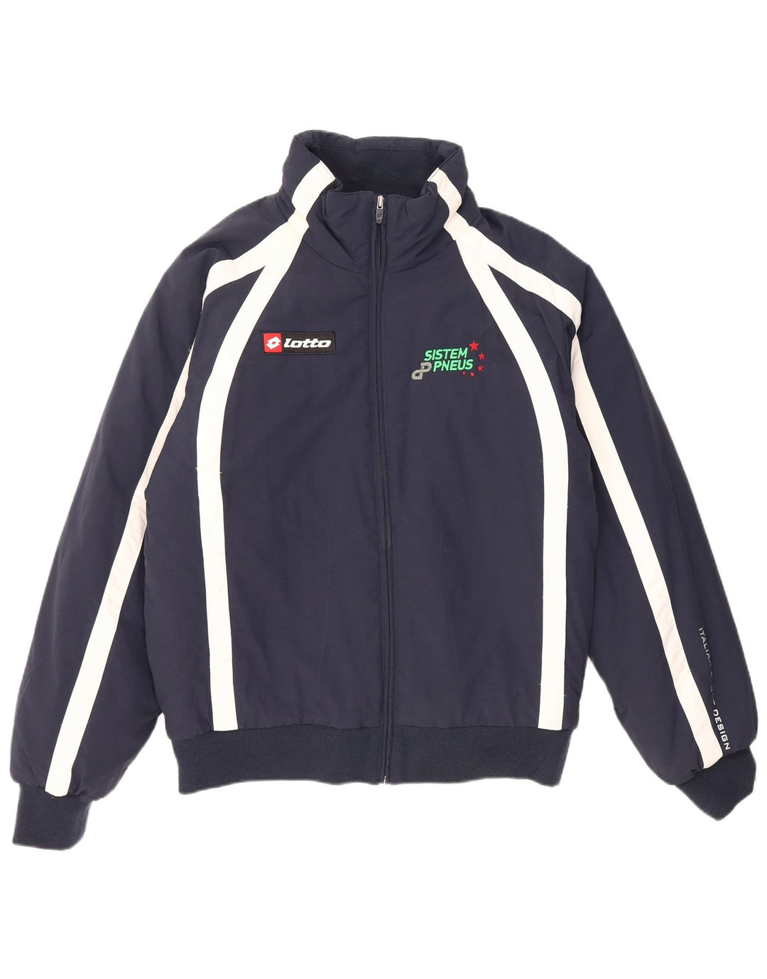 Męska kurtka dresowa Lotto z grafiką XL, granatowa, z blokami kolorów, poliamid