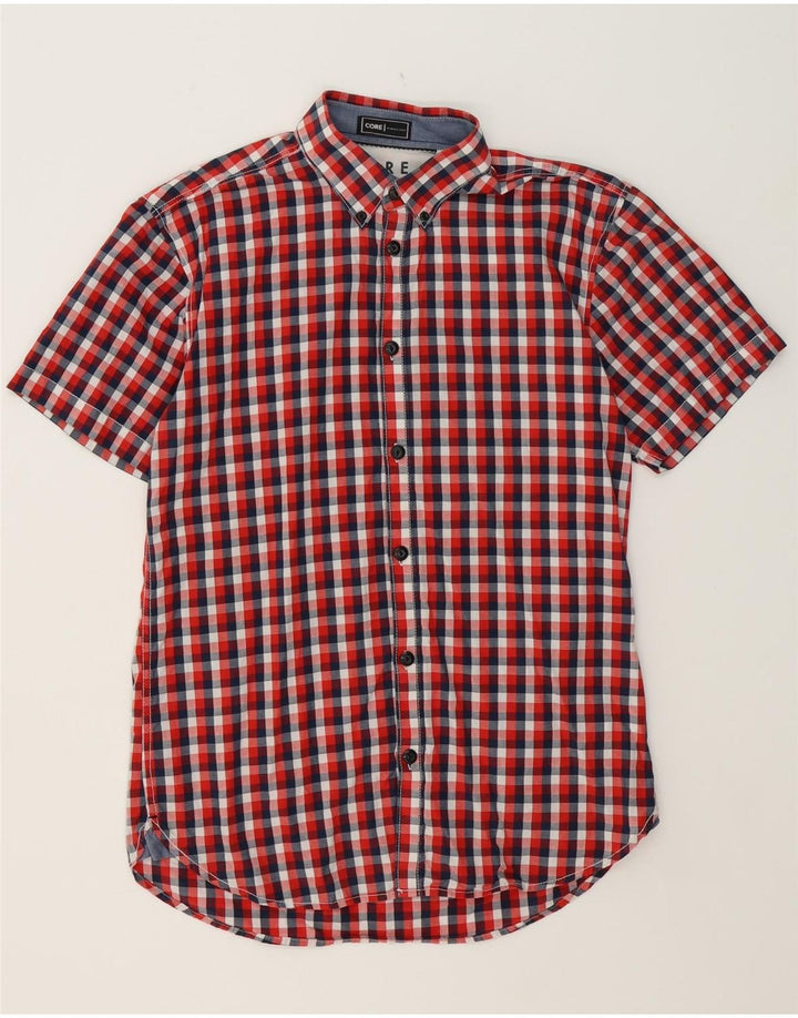 JACK & JONES Mens Short Sleeve Shirt Large Red Check Cotton Vintage Jack & Jones and Second-Hand Jack & Jones from Messina Hembry 