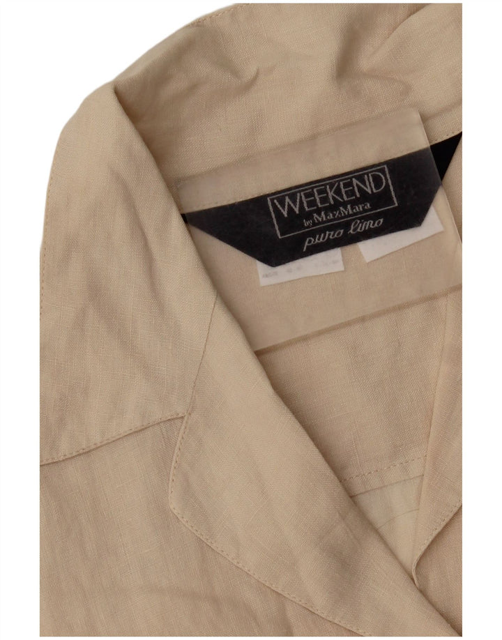 Damska bluzka weekendowa Max Mara bez rękawów, UK 16, duża, beżowa, lniana