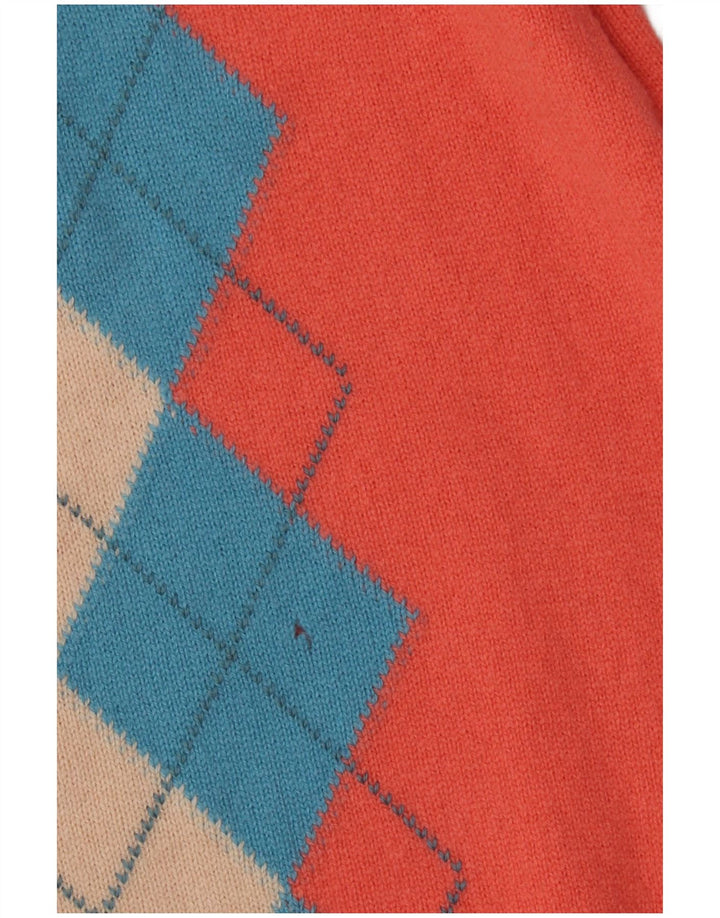 LYLE & SCOTT Męski sweter z dekoltem w kształcie litery V XL Pomarańczowy Argyle/Diament