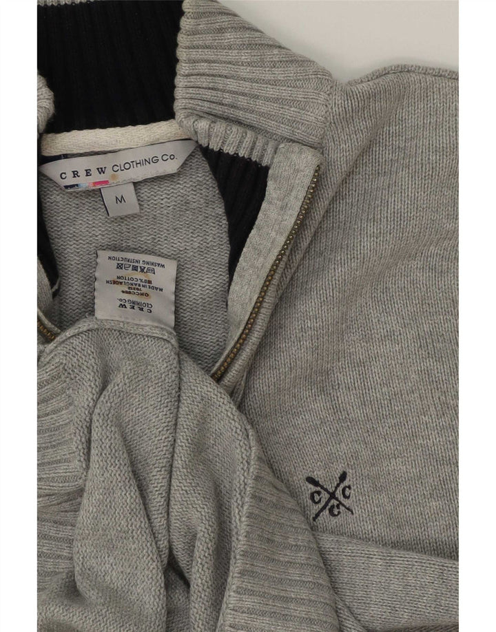 Crew Clothing Męski sweter z zamkiem błyskawicznym, średnioszary, bawełniany