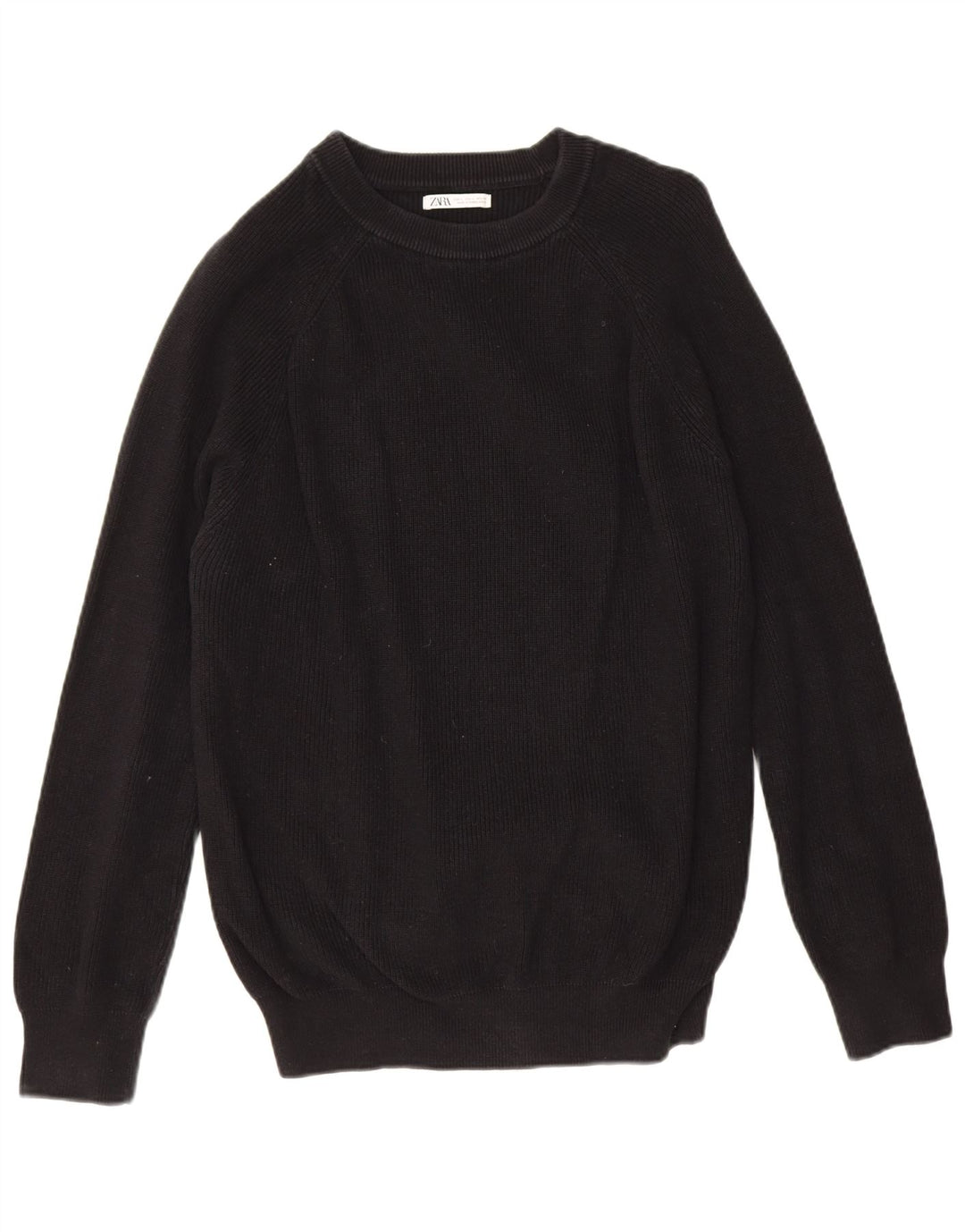 Zara Męski sweter z dekoltem w łódkę, duży, czarny, bawełniany