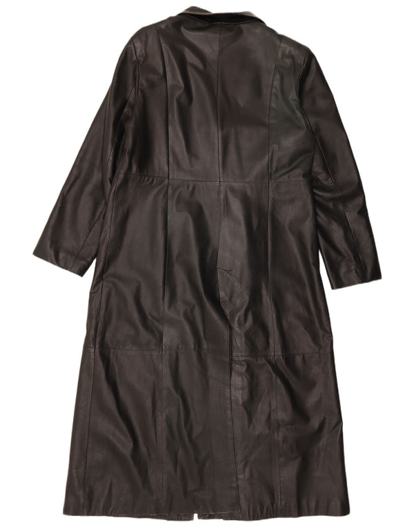 Vintage damski płaszcz skórzany UK 18 XL czarna skóra