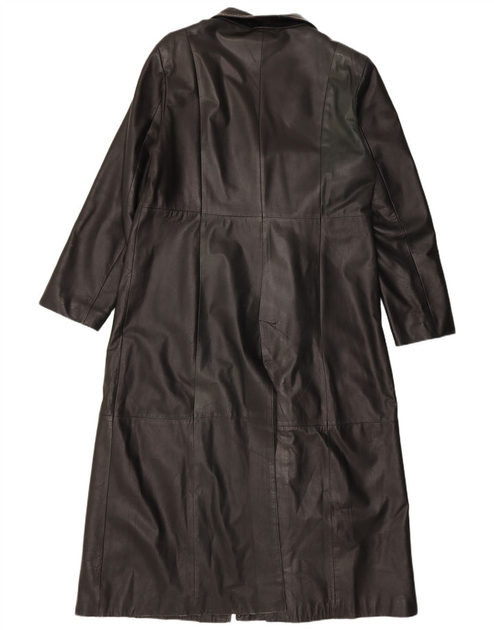 Vintage damski płaszcz skórzany UK 18 XL czarna skóra