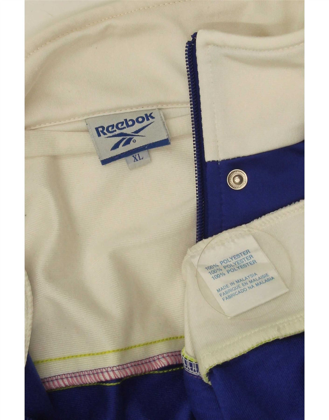Męska kurtka dresowa Reebok z grafiką XL, niebieski, poliester z blokami kolorów