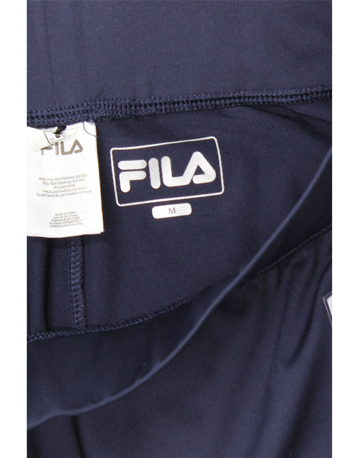 FILA Womens Graphic Capri Leggings UK 12 Medium  Navy Blue Polyester