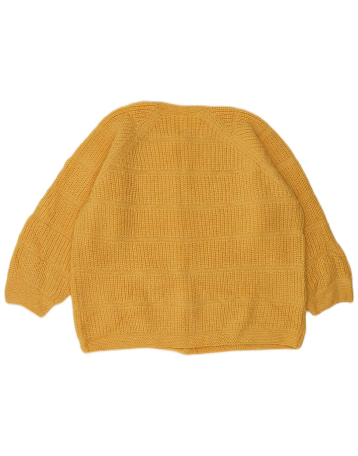 Sweter damski w stylu vintage, rozpinany UK 14, duży, żółty