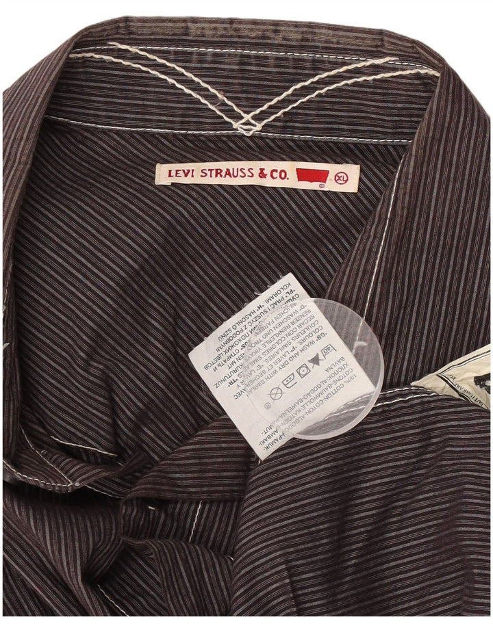 Koszula męska Levi's XL, bawełniana w brązowe prążki