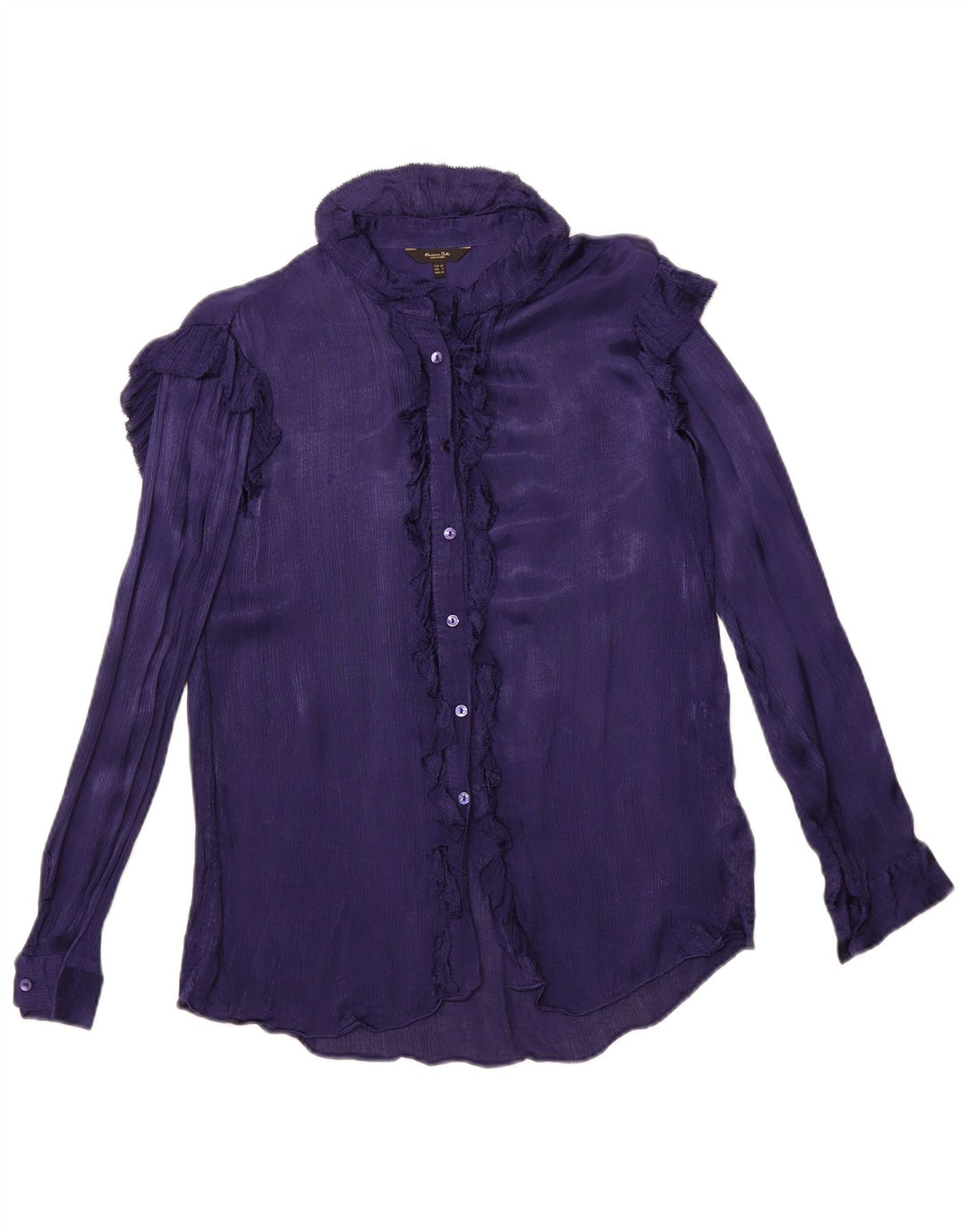 MASSIMO DUTTI Damska bluzka oversize z falbaną z przodu EU 34 2XS fioletowa