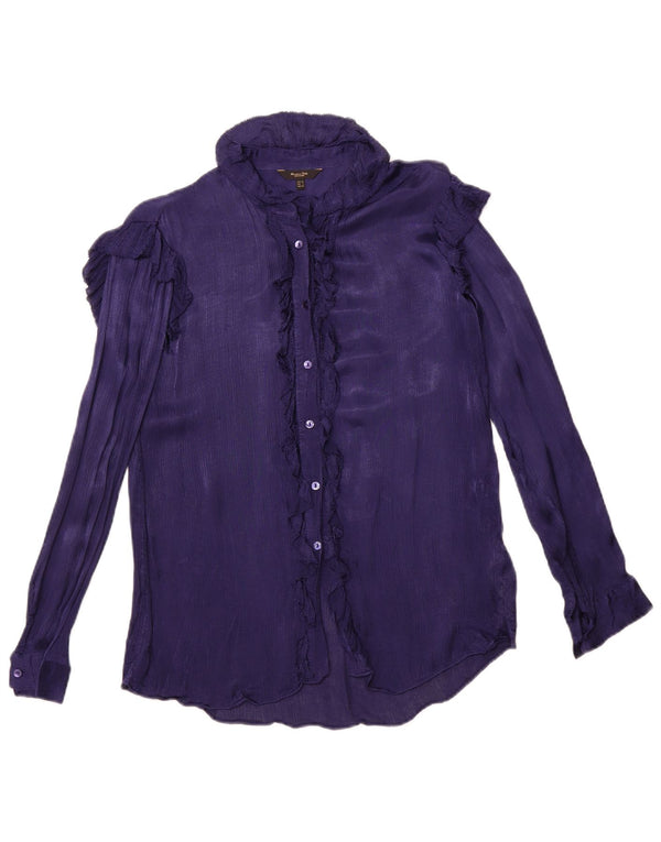 MASSIMO DUTTI Damska bluzka oversize z falbaną z przodu EU 34 2XS fioletowa