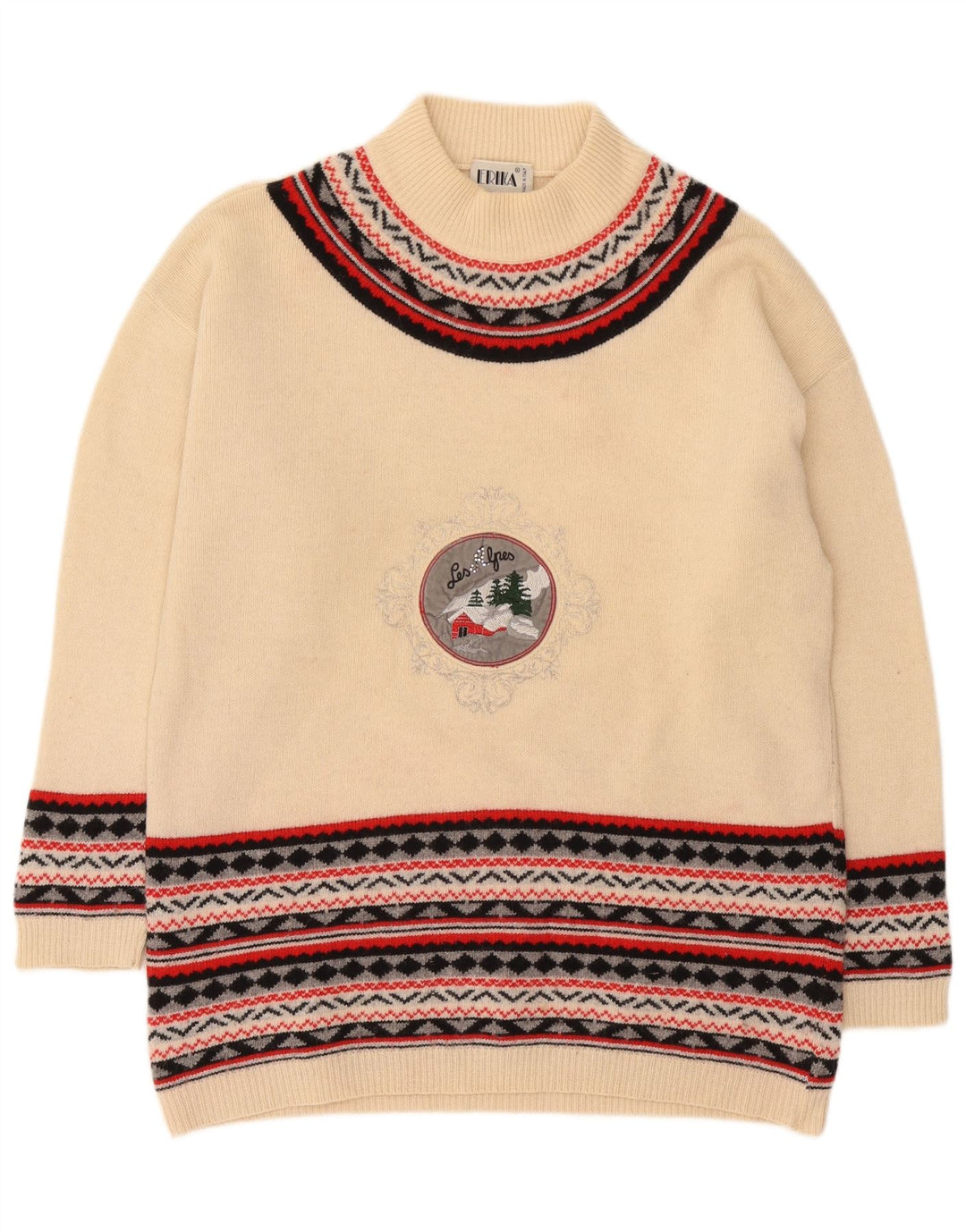 Damski sweter oversize Erika z golfem UK 16, duży w kolorze złamanej bieli
