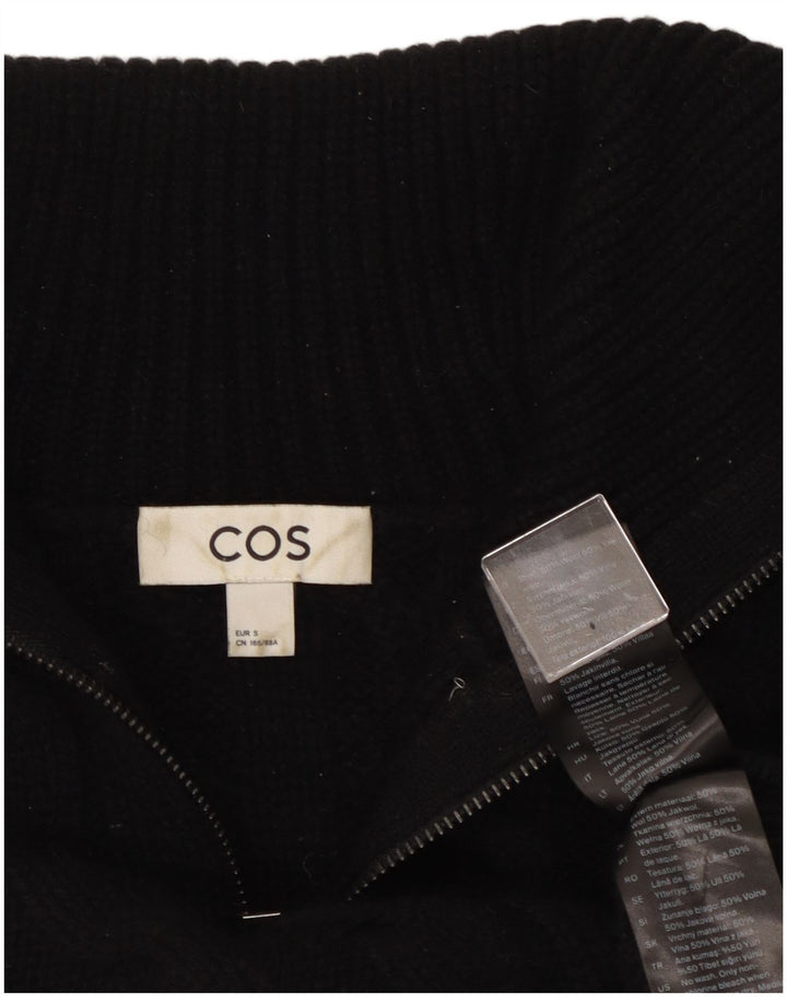 Cos Damski sweter oversize typu Crop Cardigan UK 10 Small Black Wełna