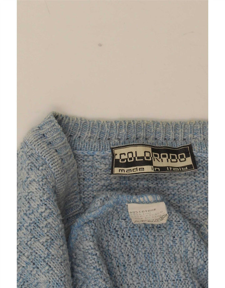 Męski sweter z dekoltem w kształcie litery V, Colorado, bawełniany, w kolorze średniego niebieskiego