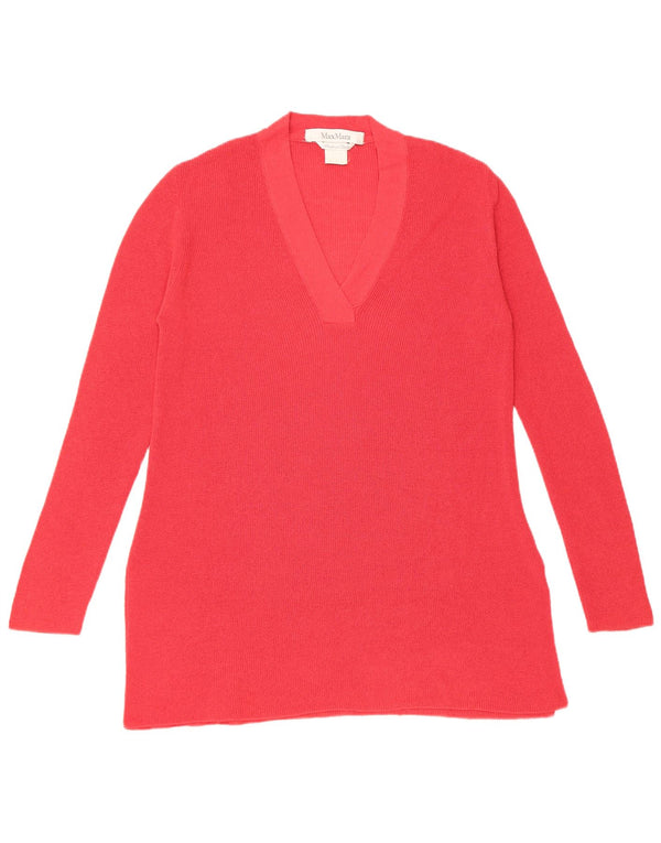 Damski sweter Max Mara z dekoltem w kształcie litery V, UK 12, średni czerwony
