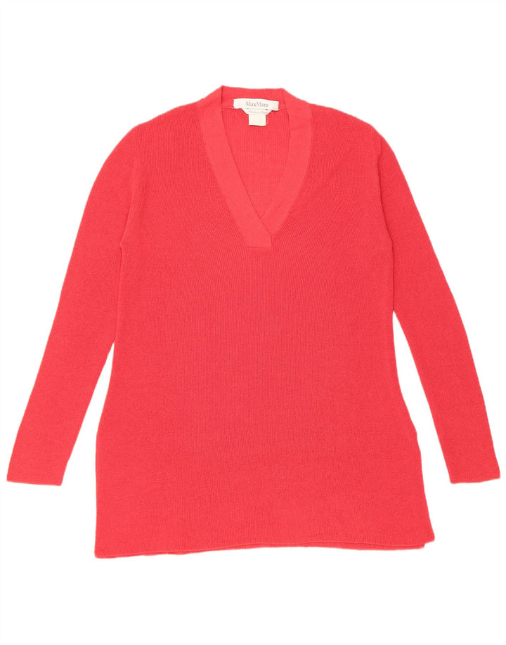 Damski sweter Max Mara z dekoltem w kształcie litery V, UK 12, średni czerwony