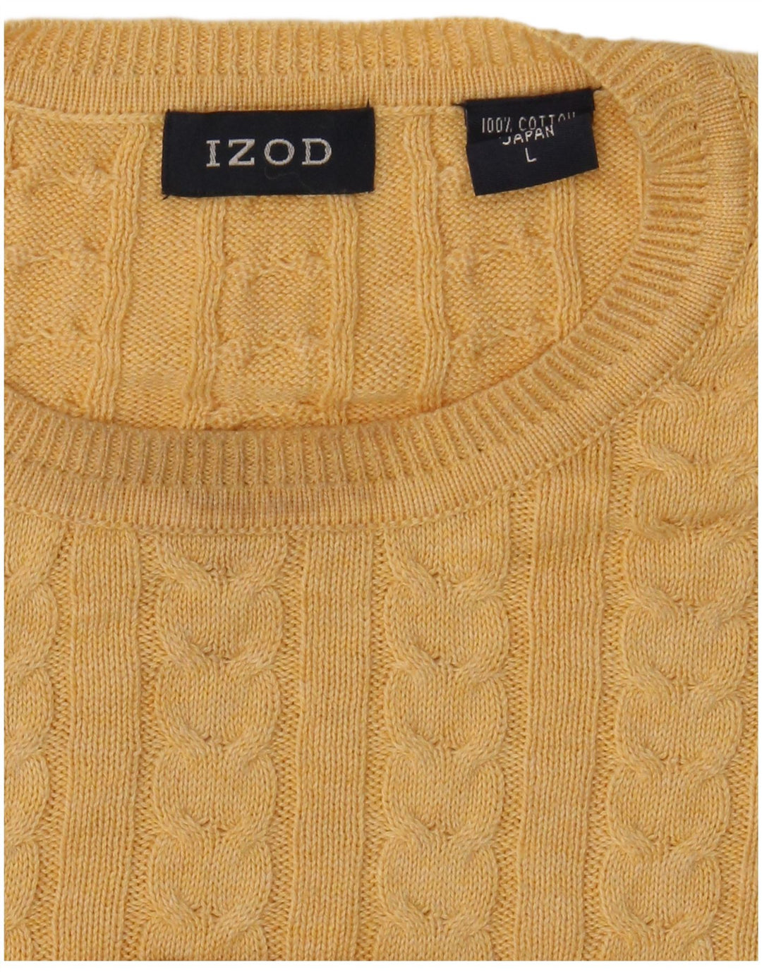 IZOD Męski sweter z okrągłym dekoltem, duży, żółty, bawełniany
