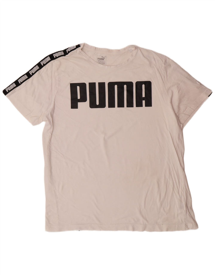 Męski T-shirt z grafiką PUMA, top 2XL, biała bawełna