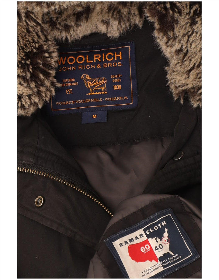 Damska ocieplana kurtka z kapturem Woolrich UK 14, średnia czarna bawełna