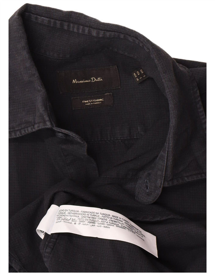 Koszula męska Massimo Dutti, mała, bawełniana, granatowa