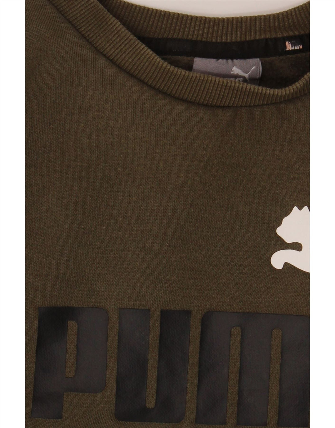Męski sweter z grafiką PUMA, duży, bawełniany khaki