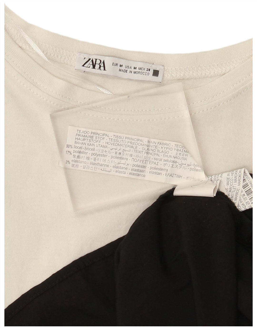 Damski top oversize z długim rękawem Zara UK 14, średni biały, blok kolorów