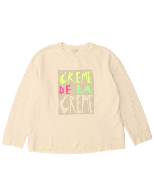 Damska bluza oversize JIGSAW z grafiką UK 16, duża w kolorze złamanej bieli