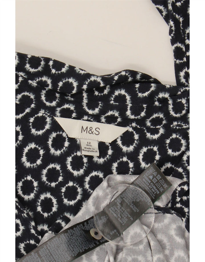 Marks & Spencer Damska koszula o luźnym kroju UK 12, średni granatowy geometryczny