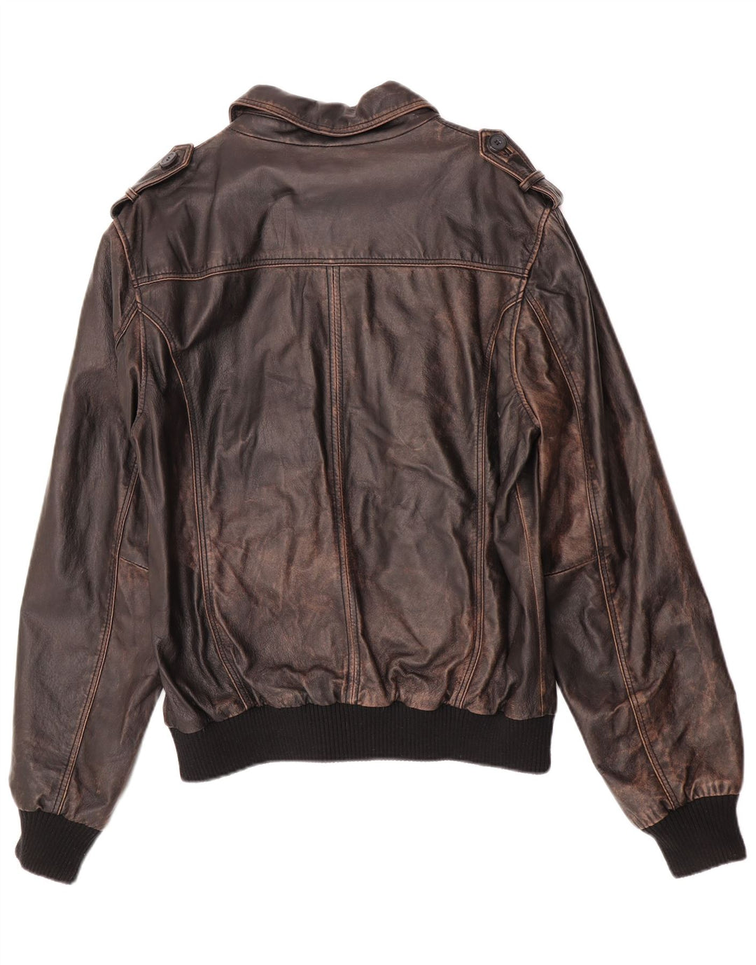 ENJOY Męska skórzana kurtka wojskowa UK 42 XL z brązowej skóry