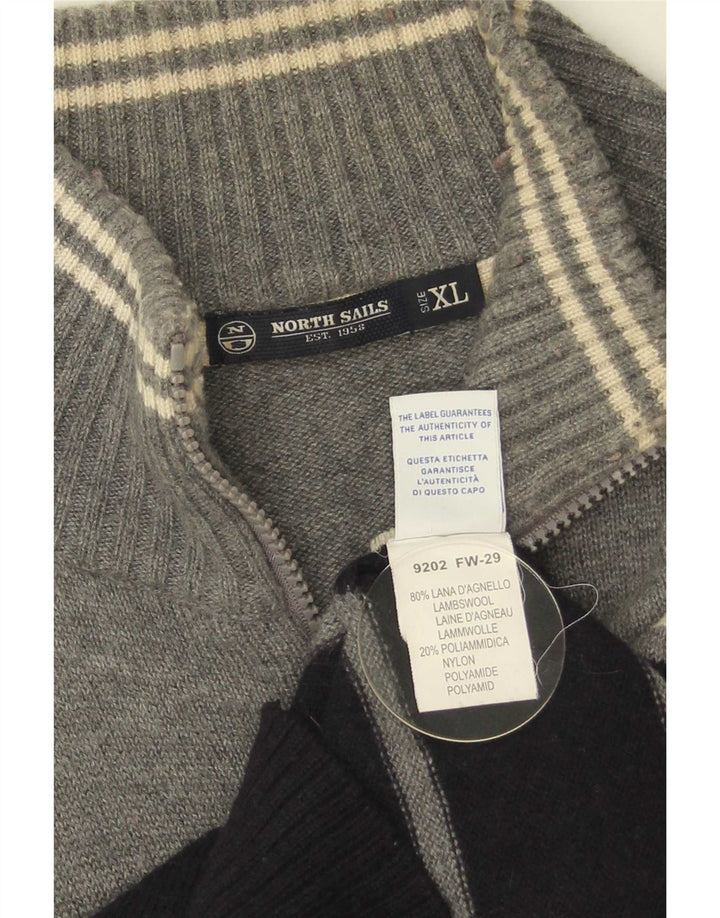 Męski sweter rozpinany North Sails XL, szara, wełniana z blokami kolorów