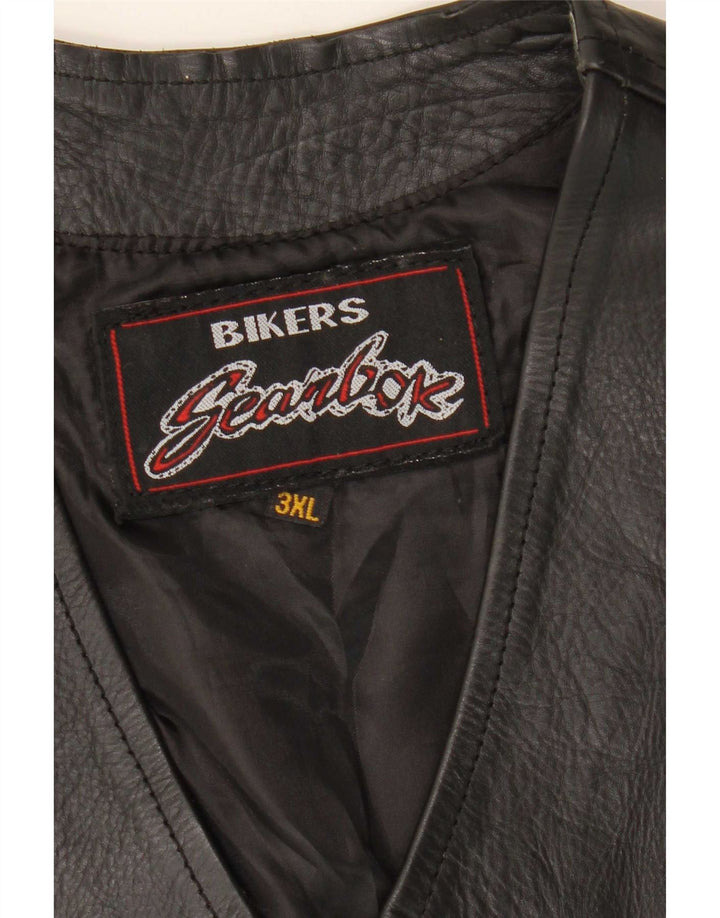 Vintage męska skórzana kamizelka motocyklowa 3XL czarna