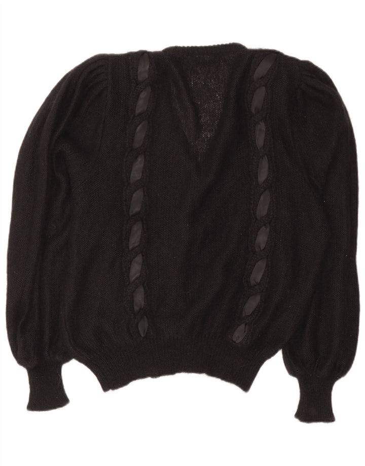 Sweter damski w stylu vintage, EU 40, średni czarny moher