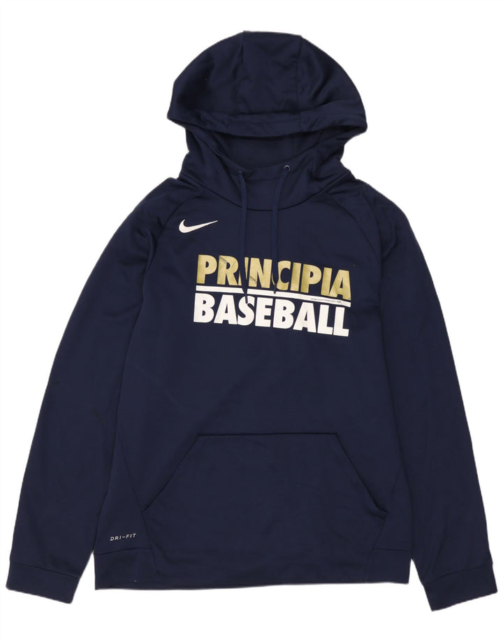 Męski sweter z kapturem i grafiką NIKE Dri Fit, średni granatowy poliester