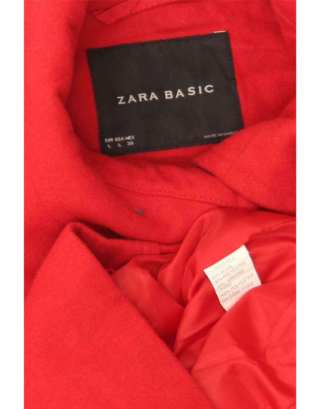 Krótki płaszcz damski Zara UK 16, duży, czerwony, wełniany