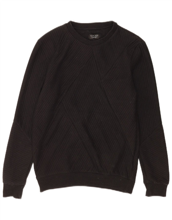 Męski sweter Zara, średni czarny, bawełniany