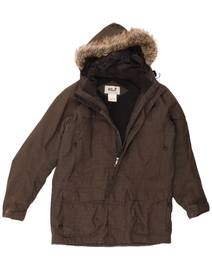 Męska kurtka Sherpa Parka Jack Wolfskin z kapturem UK 34, mała, szary poliester