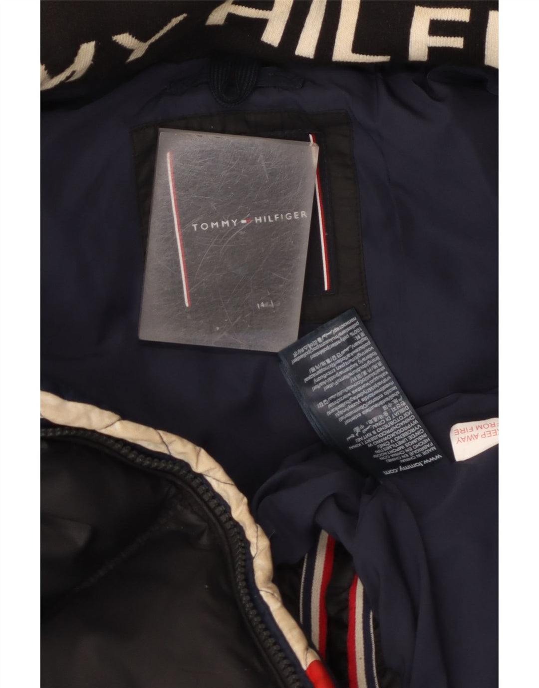 Chłopięca ocieplana kurtka z kapturem Tommy Hilfiger 13-14 lat, czarna, poliester