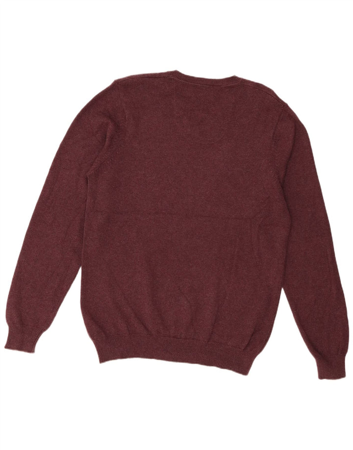 Męski sweter Marks & Spencer o regularnym kroju z dekoltem w kształcie litery V, średni burgund