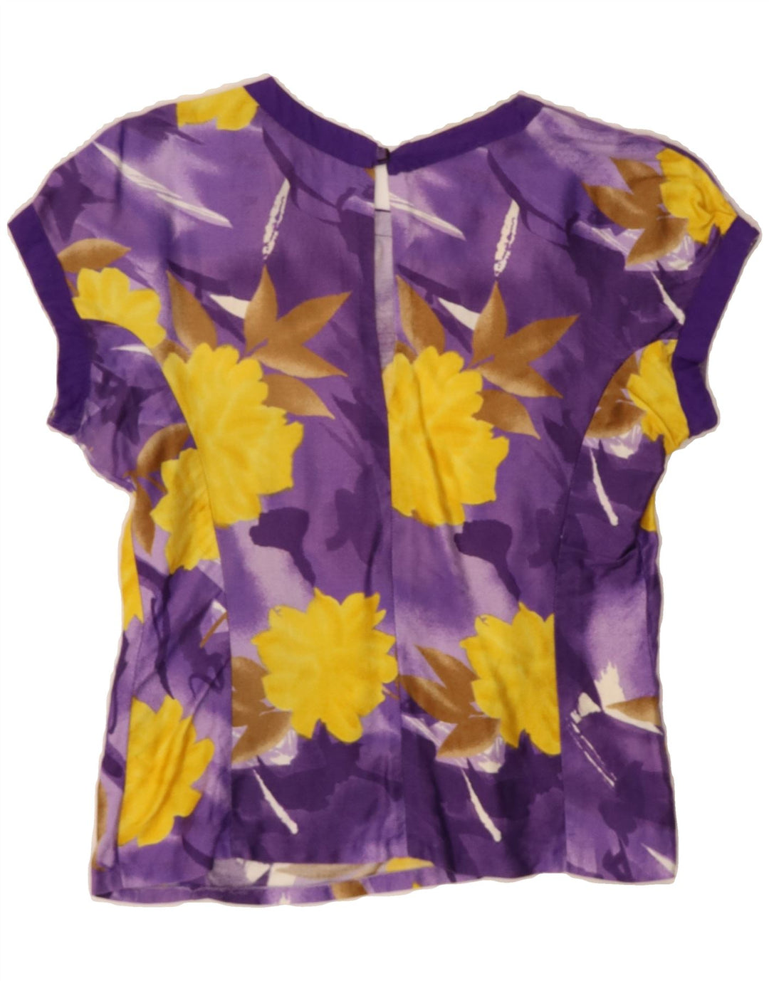 VINTAGE Womens Blouse Top UK 12 Medium Purple Floral Vintage Vintage and Second-Hand Vintage from Messina Hembry 