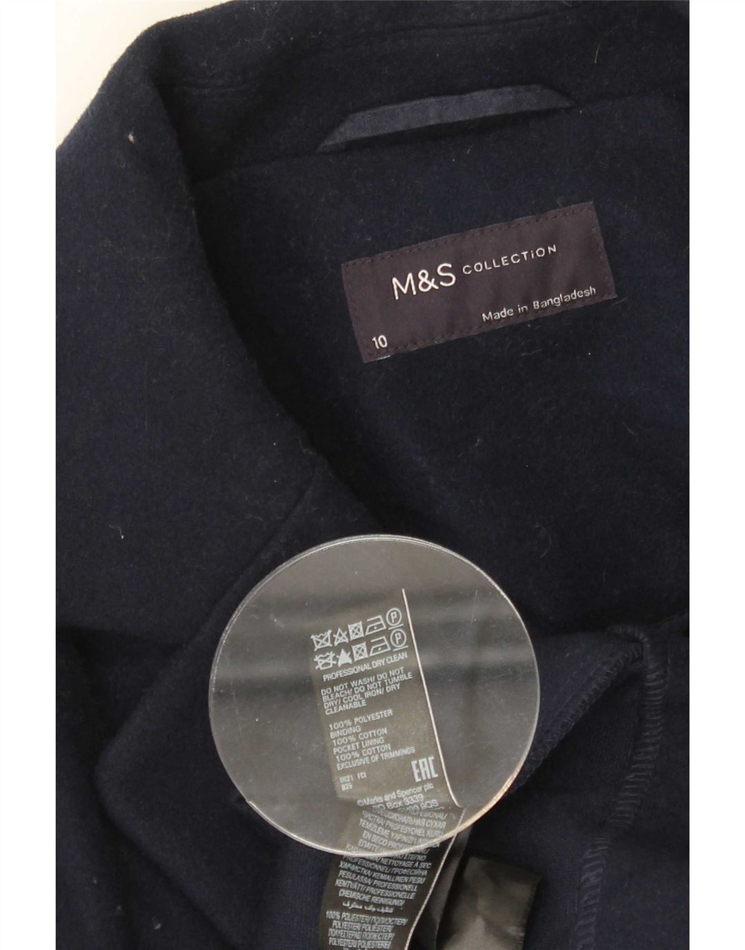 Marks & Spencer Damski płaszcz oversize UK 10, mały, granatowy, poliester