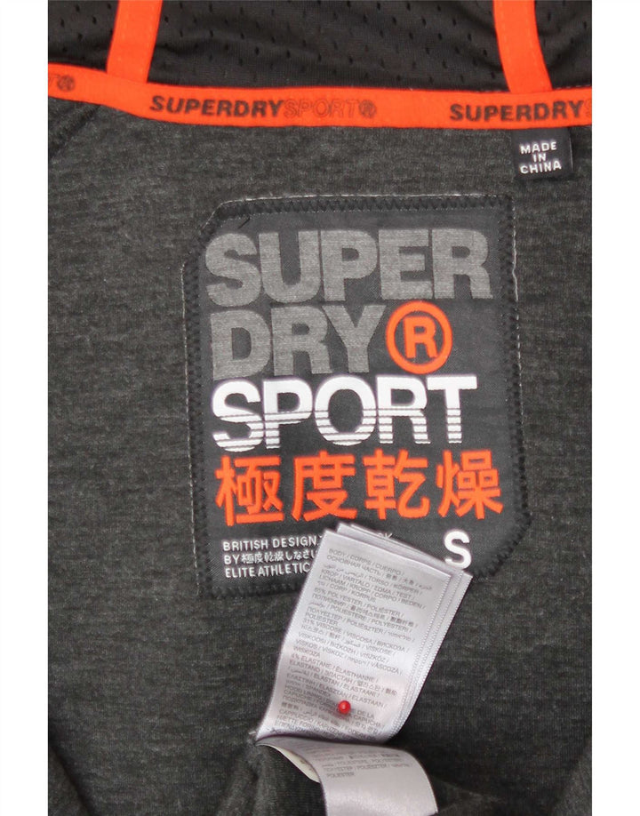 Męski sweter z kapturem i zamkiem błyskawicznym Superdry, mały, szary poliester