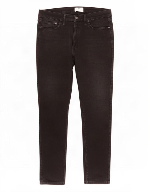 Marks & Spencer Męskie jeansy slim W36 L31 Czarne bawełniane