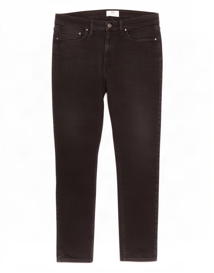 Marks & Spencer Męskie jeansy slim W36 L31 Czarne bawełniane