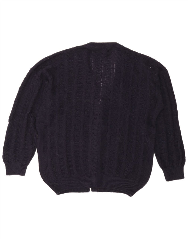 Vintage męski sweter rozpinany, duży, granatowy, bawełniany