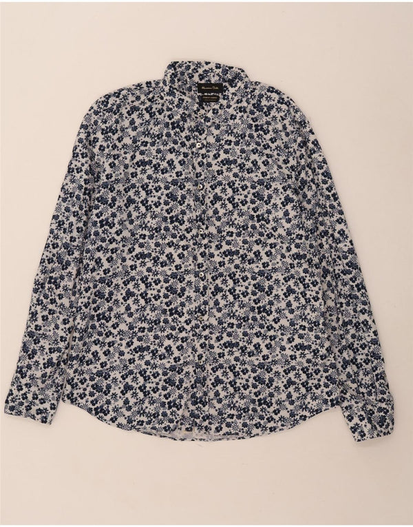 Koszula męska Massimo Dutti XL, niebieska, bawełniana w kwiaty