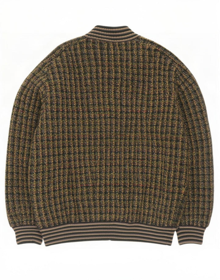 Vintage męska dzianinowa kurtka bomber 3XL wielobarwna nakrapiana dziewicza wełna