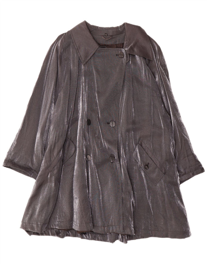 Vintage damski płaszcz oversize z podwójnymi piersiami IT 42 średnioszara wiskoza