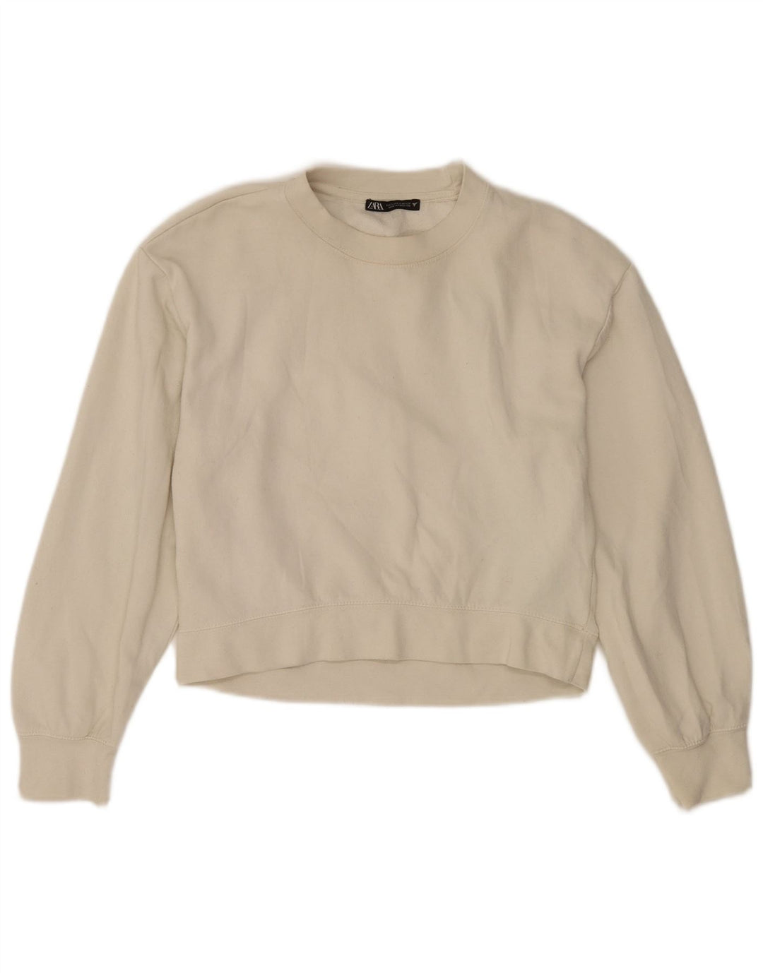 Bluza damska Zara Crop Jumper UK 10 Small White Cotton