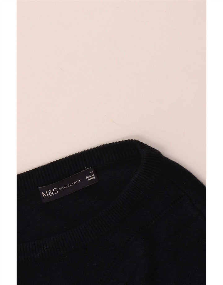 Marks & Spencer Damski sweter z okrągłym dekoltem, UK 14, średni granatowy