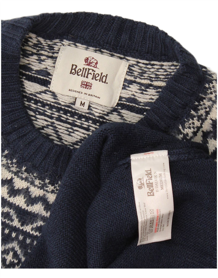 Męski sweter z okrągłym dekoltem Bellfield, średni granatowy, akryl Fair Isle