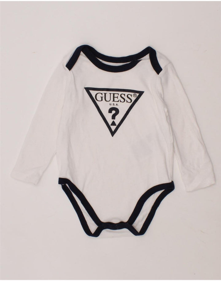 GUESS Baby Boys Graphic Bodysuit 6-9 Months White Cotton Vintage Guess and Second-Hand Guess from Messina Hembry 